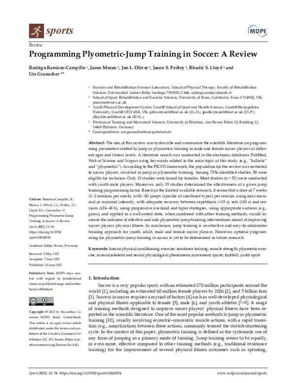 (PDF) Programming Plyometric-Jump Training in Soccer: A Review