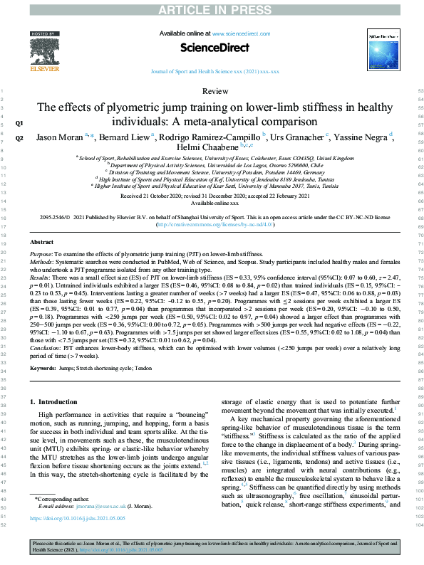 (PDF) The effects of plyometric jump training on lower-limb stiffness ...