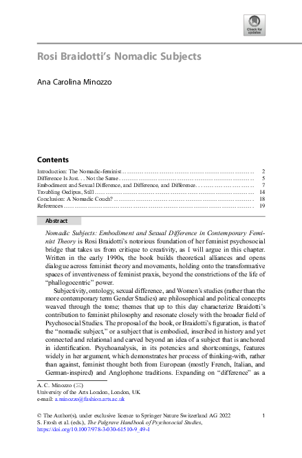 (PDF) Rosi Braidotti's Nomadic Subjects