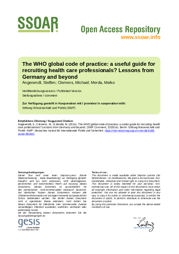 (PDF) The WHO global code of practice: a useful guide for recruiting ...