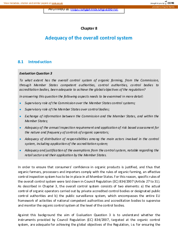 (PDF) Adequacy of the overall control system