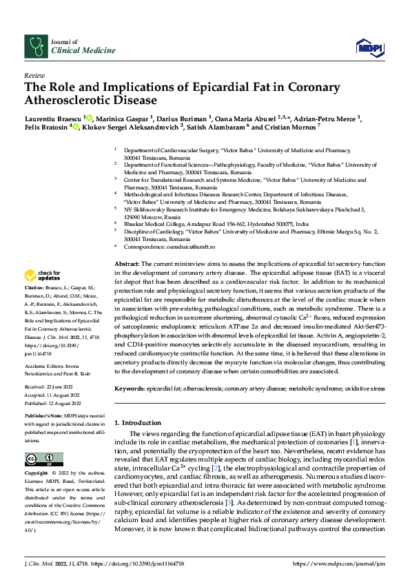 (PDF) The Role and Implications of Epicardial Fat in Coronary ...