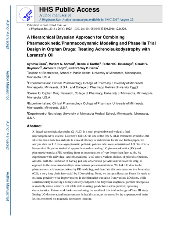 (PDF) A Hierarchical Bayesian Approach for Combining Pharmacokinetic ...
