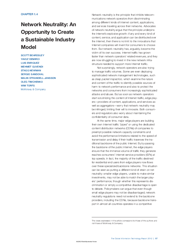 (PDF) Network Neutrality: An Opportunity to Create a Sustainable ...