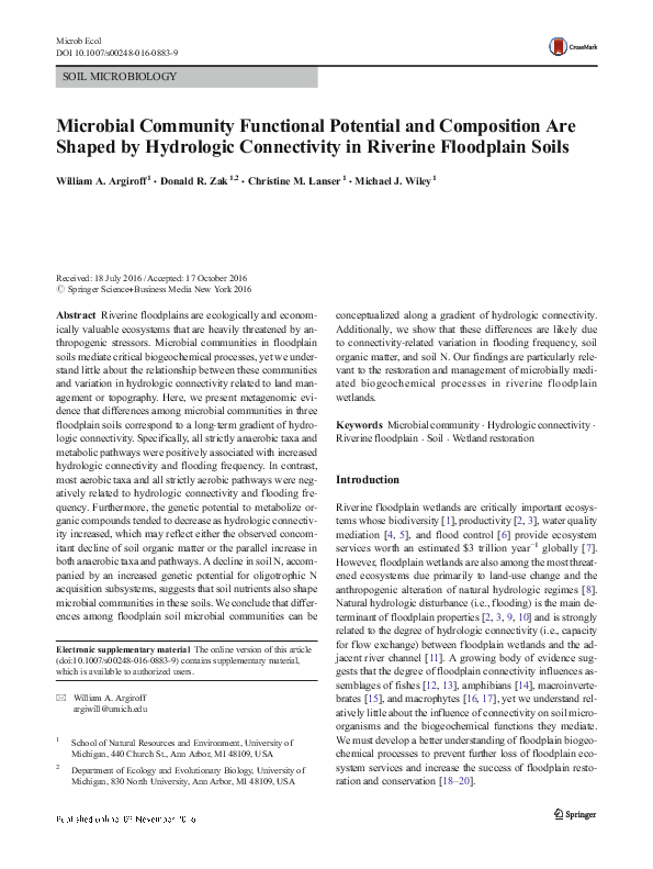 (PDF) Microbial Community Functional Potential and Composition Are ...