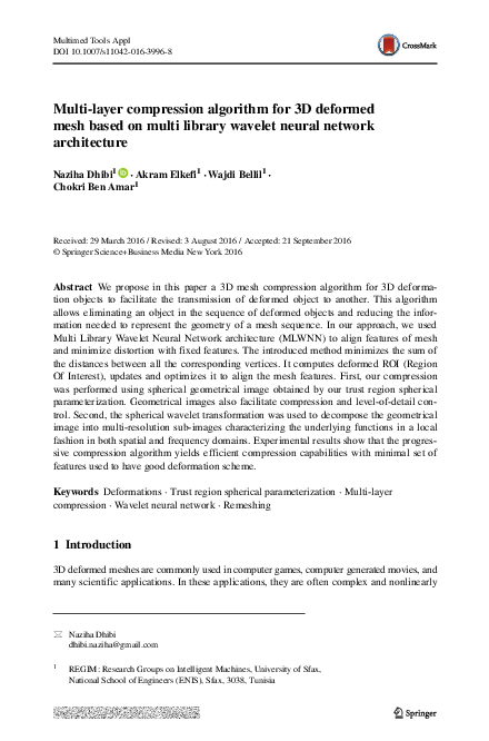 (PDF) Multi-layer compression algorithm for 3D deformed mesh based on ...