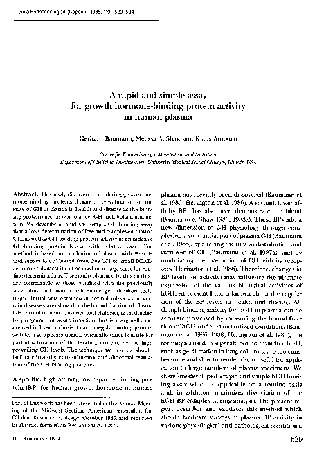 (PDF) A rapid and simple assay for growth hormone-binding protein ...