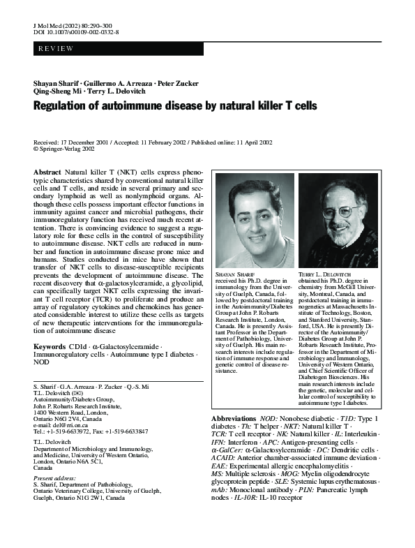 Regulation of autoimmune disease by natural killer T cells