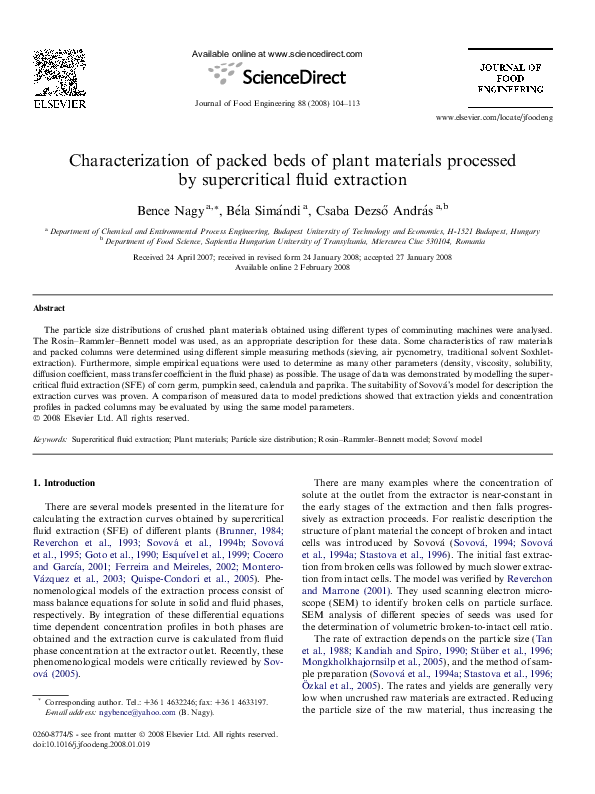 (PDF) Characterization of packed beds of plant materials processed by ...