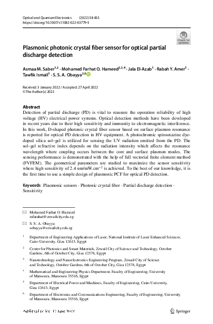 (PDF) Plasmonic photonic crystal fiber sensor for optical partial ...