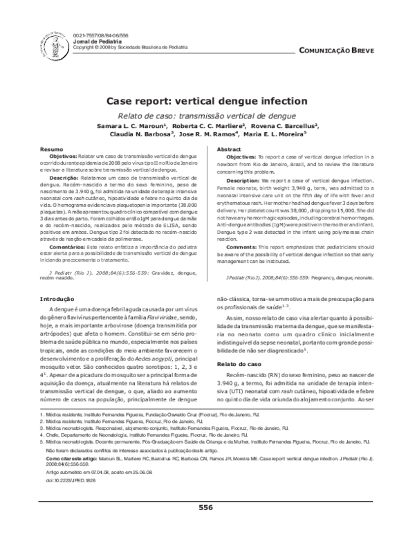 (PDF) Case report: vertical dengue infection
