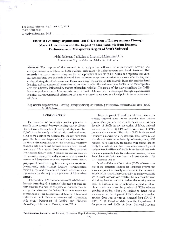 (PDF) Effect of Learning Organization and Orientation of Entrepreneurs ...