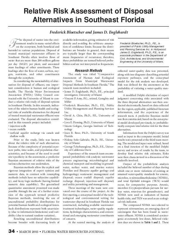 (PDF) Relative Risk Assessment of Disposal Alternatives in Southeast ...