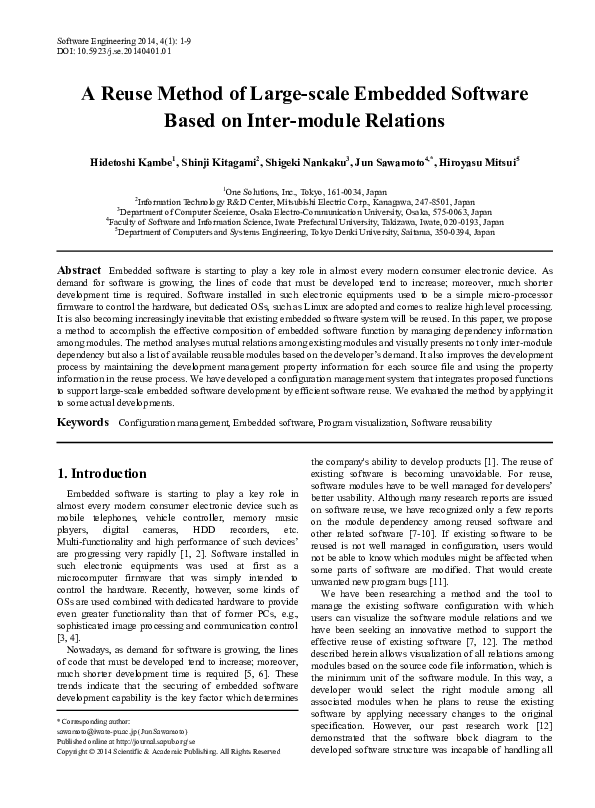 (PDF) A Reuse Method of Large-scale Embedded Software Based on Inter ...