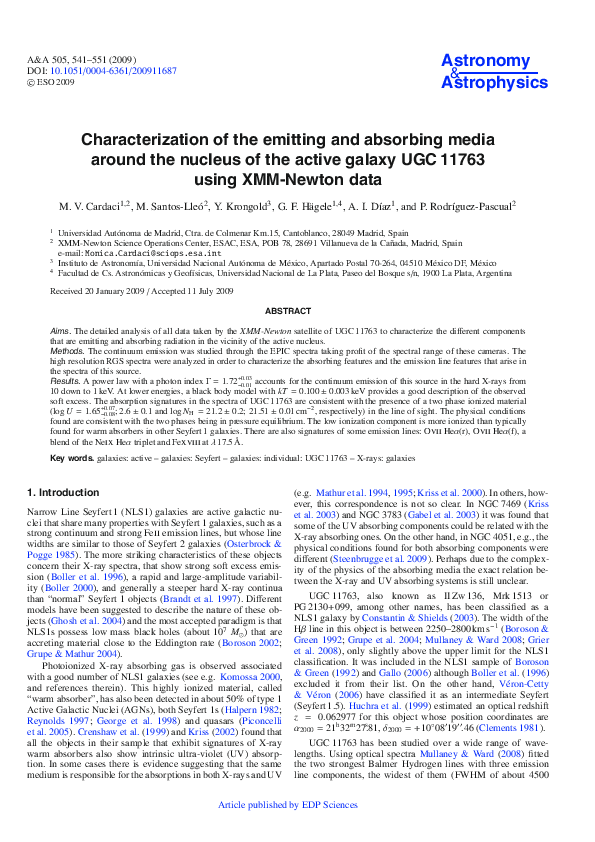 (PDF) Characterization of the emitting and absorbing media around the ...