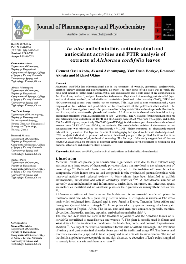 (PDF) In vitro anthelminthic, antimicrobial and antioxidant activities ...