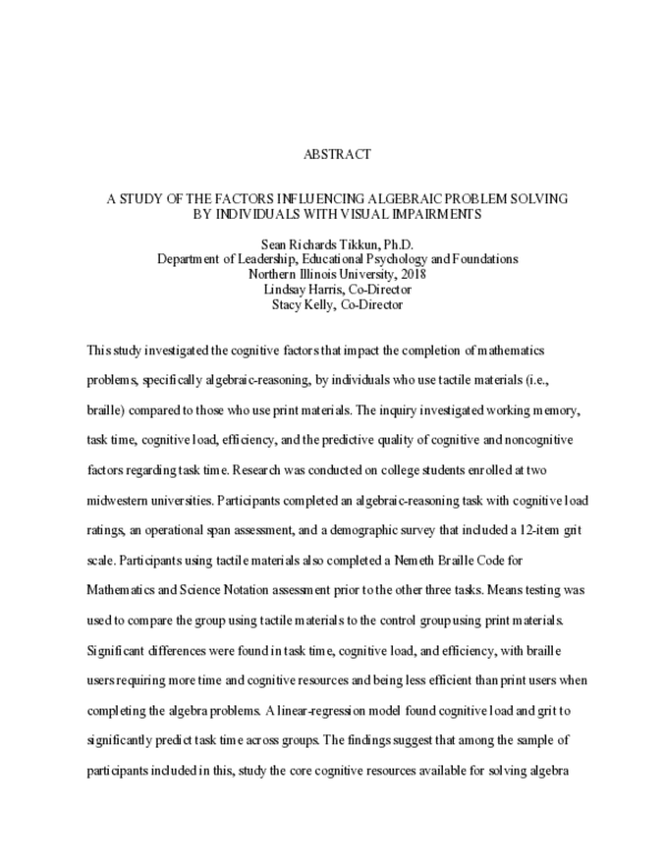 (PDF) A Study of the Factors Influencing Algebraic Problem Solving by ...