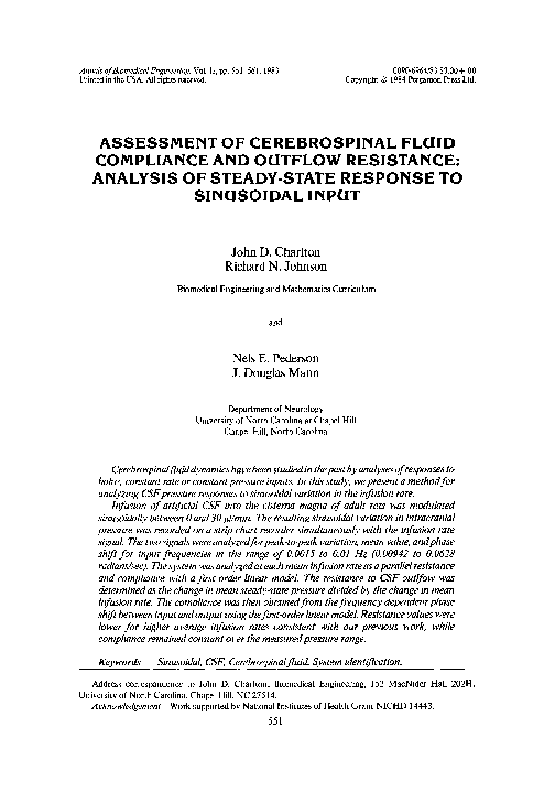 (PDF) Assessment of cerebrospinal fluid compliance and outflow ...