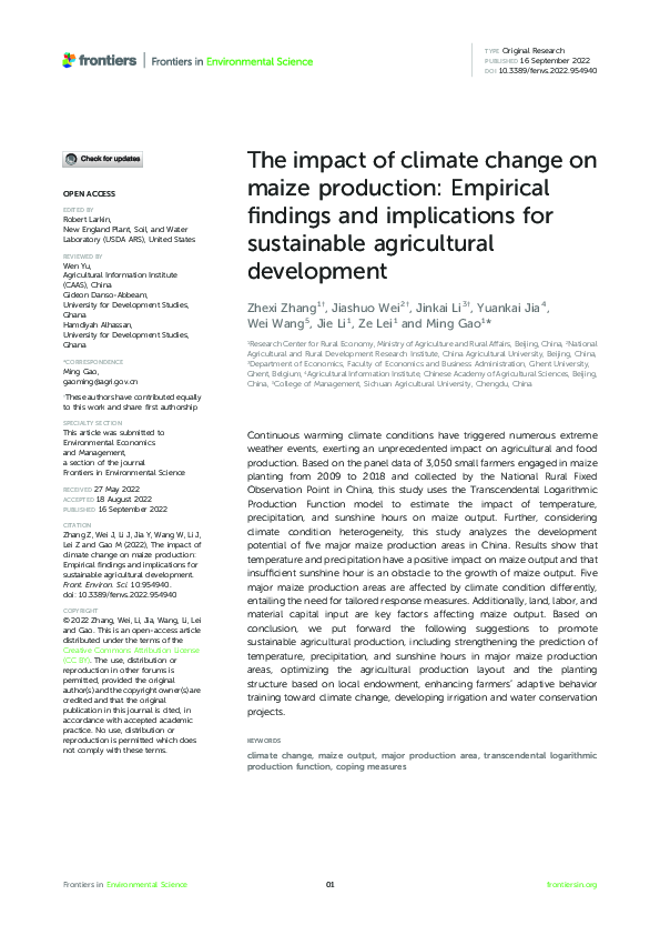 (PDF) The impact of climate change on maize production: Empirical ...