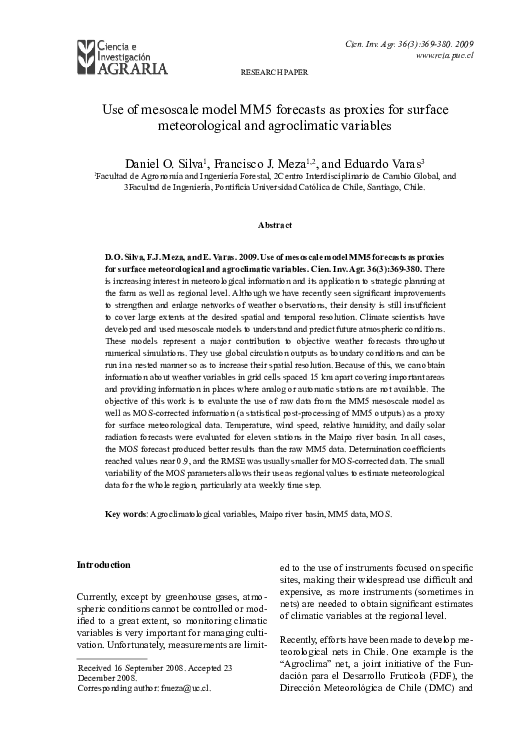 (PDF) Use of mesoscale model MM5 forecasts as proxies for surface ...