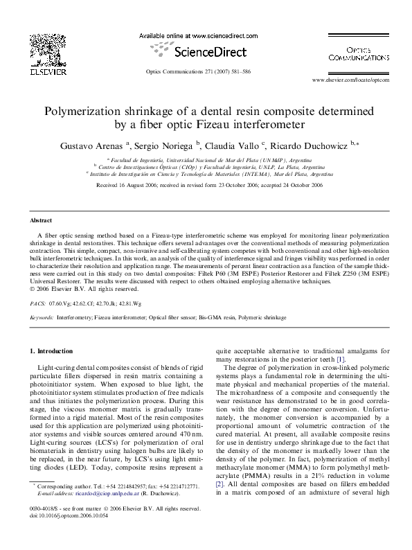 (PDF) Polymerization shrinkage of a dental resin composite determined
