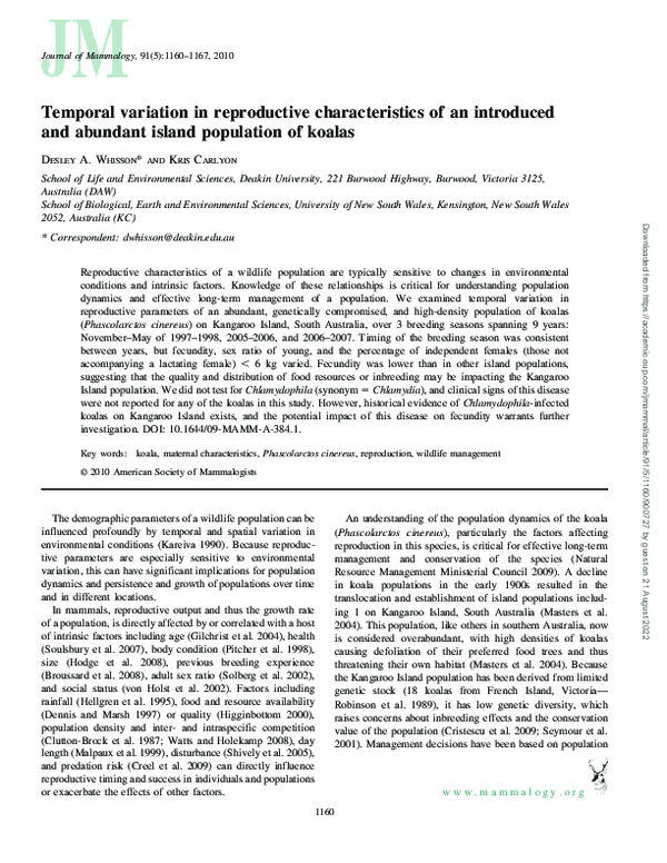 (PDF) Temporal variation in reproductive characteristics of an ...