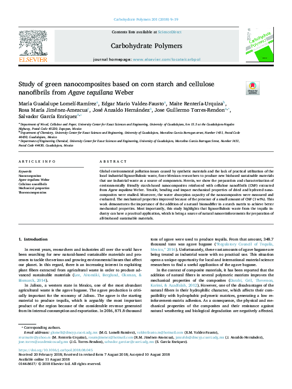 (PDF) Study of green nanocomposites based on corn starch and cellulose ...