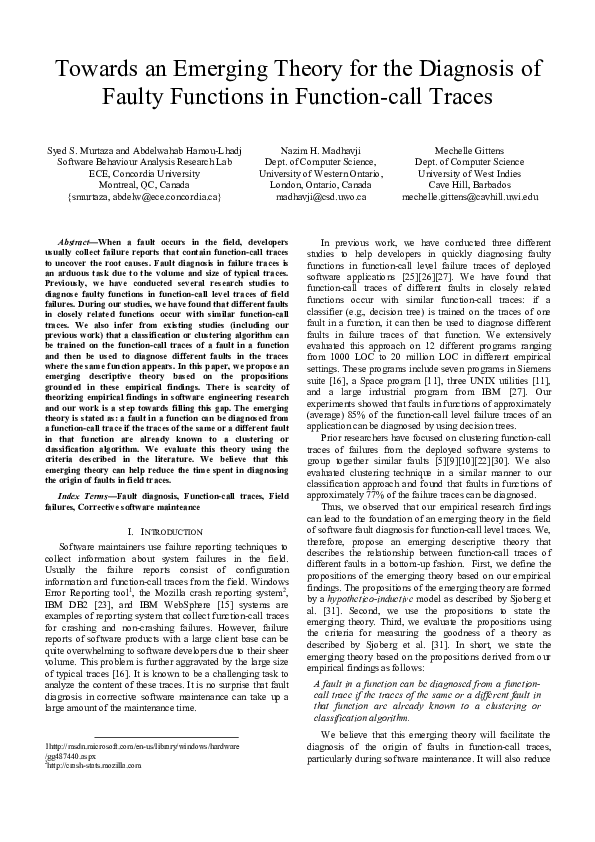 (PDF) Towards an emerging theory for the diagnosis of faulty functions ...
