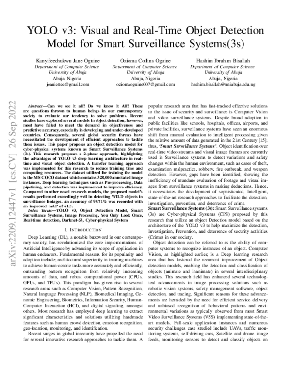 (PDF) YOLO v3: Visual and Real-Time Object Detection Model for Smart ...