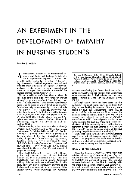 (PDF) An Experiment in the Development of Empathy in Nursing Students