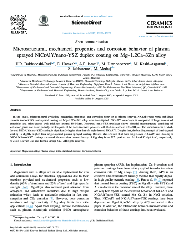 (PDF) Microstructural, mechanical properties and corrosion behavior of ...