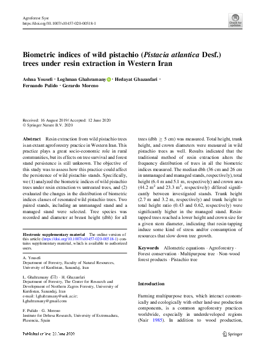 (PDF) Biometric indices of wild pistachio (Pistacia atlantica Desf