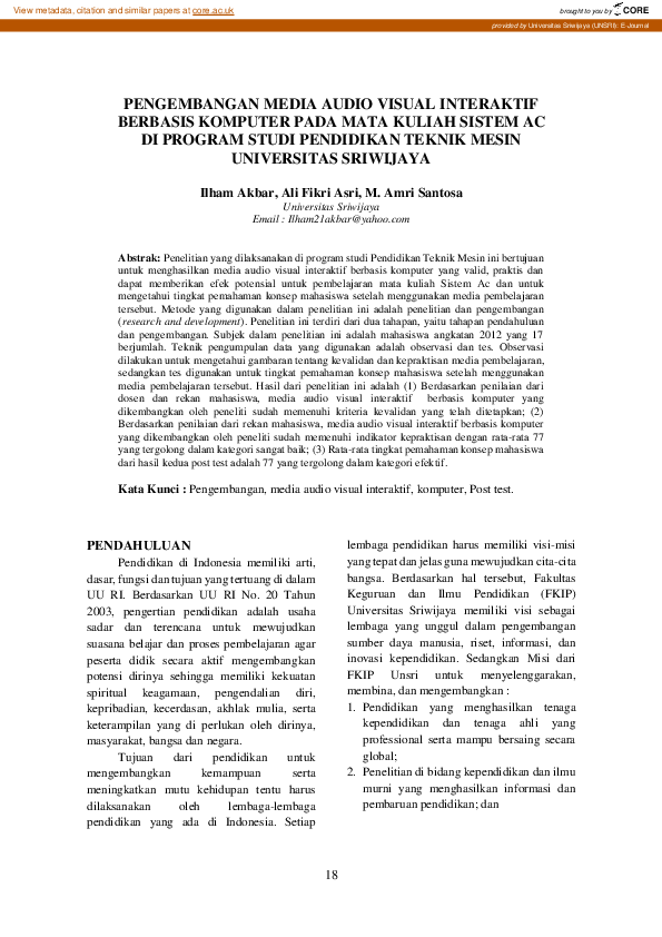 (PDF) Pengembangan Media Audio Visual Interaktif Berbasis Komputer Pada ...