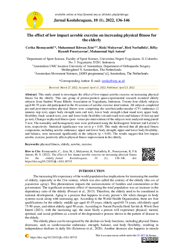 (PDF) The effect of low impact aerobic exercise on increasing physical ...