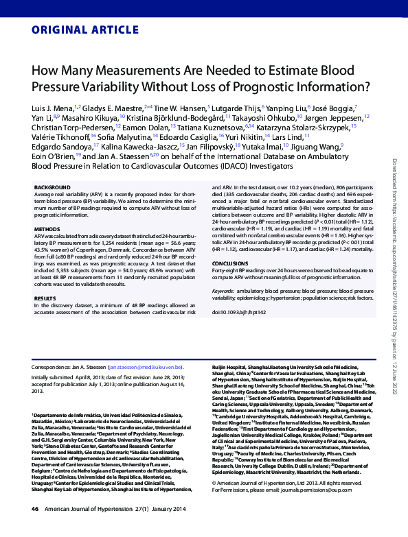 (PDF) How Many Measurements Are Needed to Estimate Blood Pressure ...