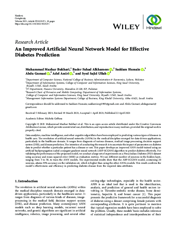 (PDF) An Improved Artificial Neural Network Model for Effective ...