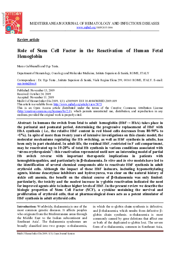 (PDF) Role Of Stem Cell Factor In The Reactivation Of Human Fetal ...
