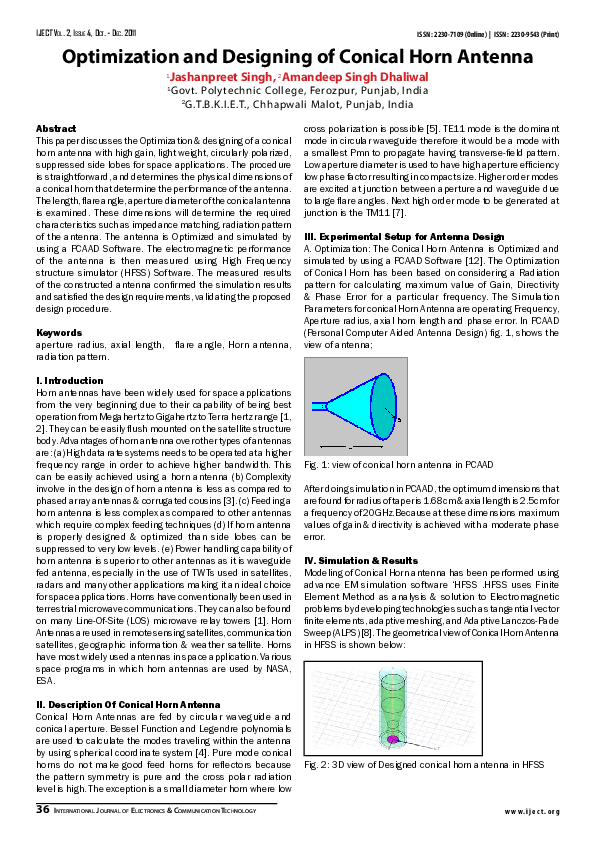 (PDF) Optimization and Designing of Conical Horn Antenna