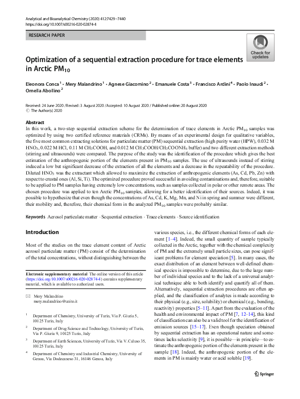 (PDF) Optimization of a sequential extraction procedure for trace ...