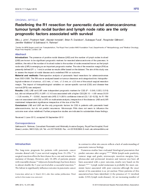 (PDF) Redefining the R1 resection for pancreatic ductal adenocarcinoma ...
