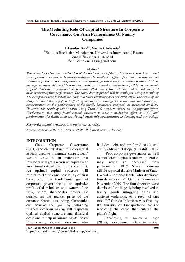 (PDF) The Mediating Role Of Capital Structure In Corporate Governance ...