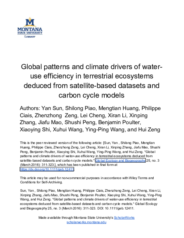 (PDF) Global patterns and climate drivers of water-use efficiency in ...