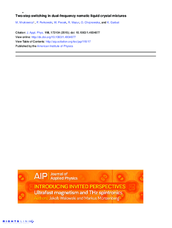 (PDF) Two-step switching in dual-frequency nematic liquid crystal mixtures