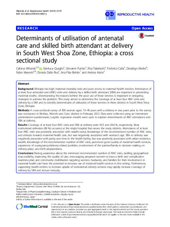 (PDF) Determinants of utilisation of antenatal care and skilled birth ...