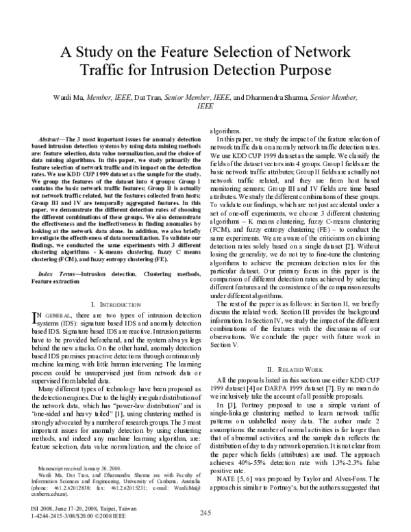 (PDF) A study on the feature selection of network traffic for intrusion ...