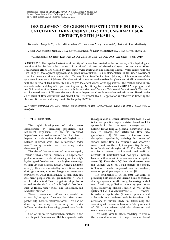 (PDF) Development of Green Infrastructure in Urban Catchment Area (Case ...