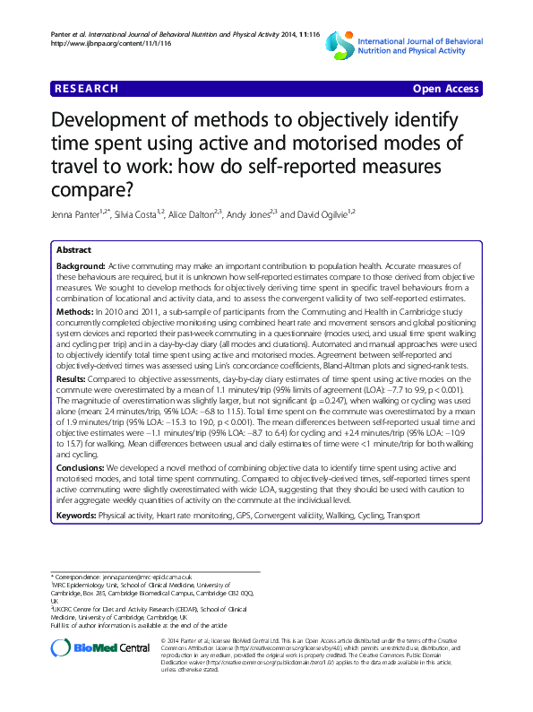 (PDF) Development of methods to objectively identify time spent using ...