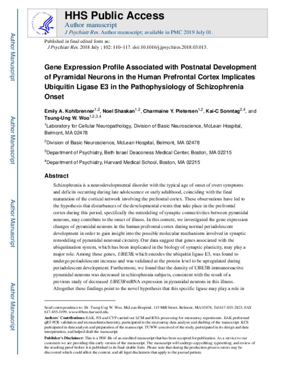 (PDF) Gene expression profile associated with postnatal development of ...