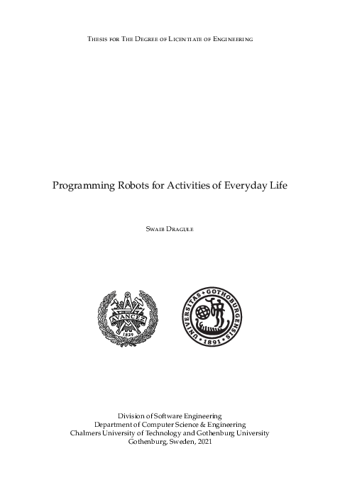 (PDF) Programming Robots for Activities of Everyday Life