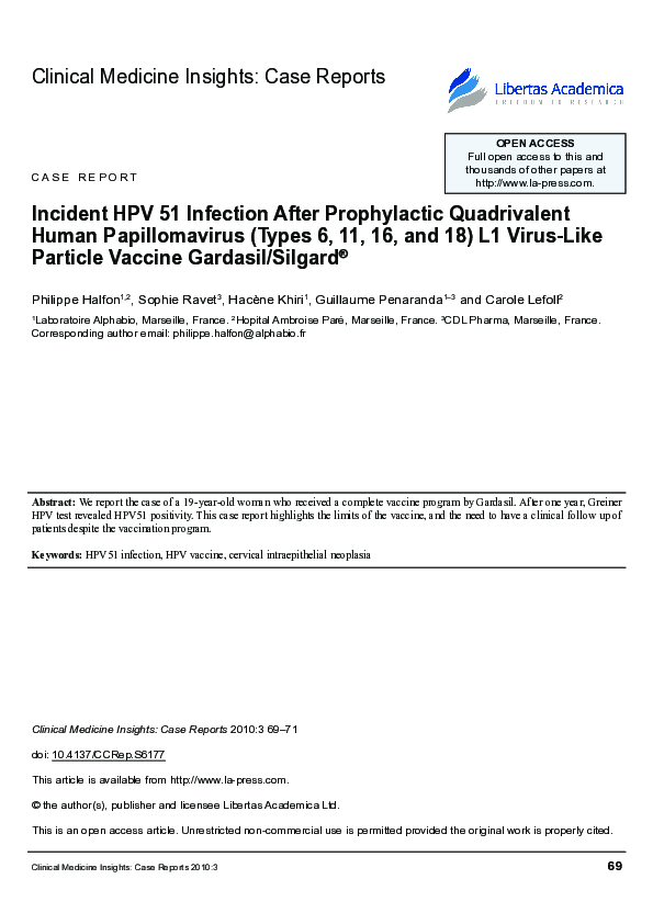 (PDF) Incident HPV 51 Infection after Prophylactic Quadrivalent Human ...